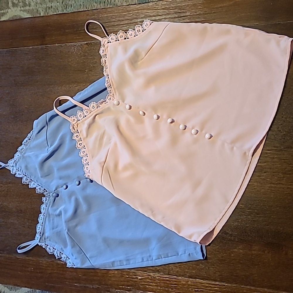 Shein Camisoles Blue & Light Pink- Set of 2 - Size Small